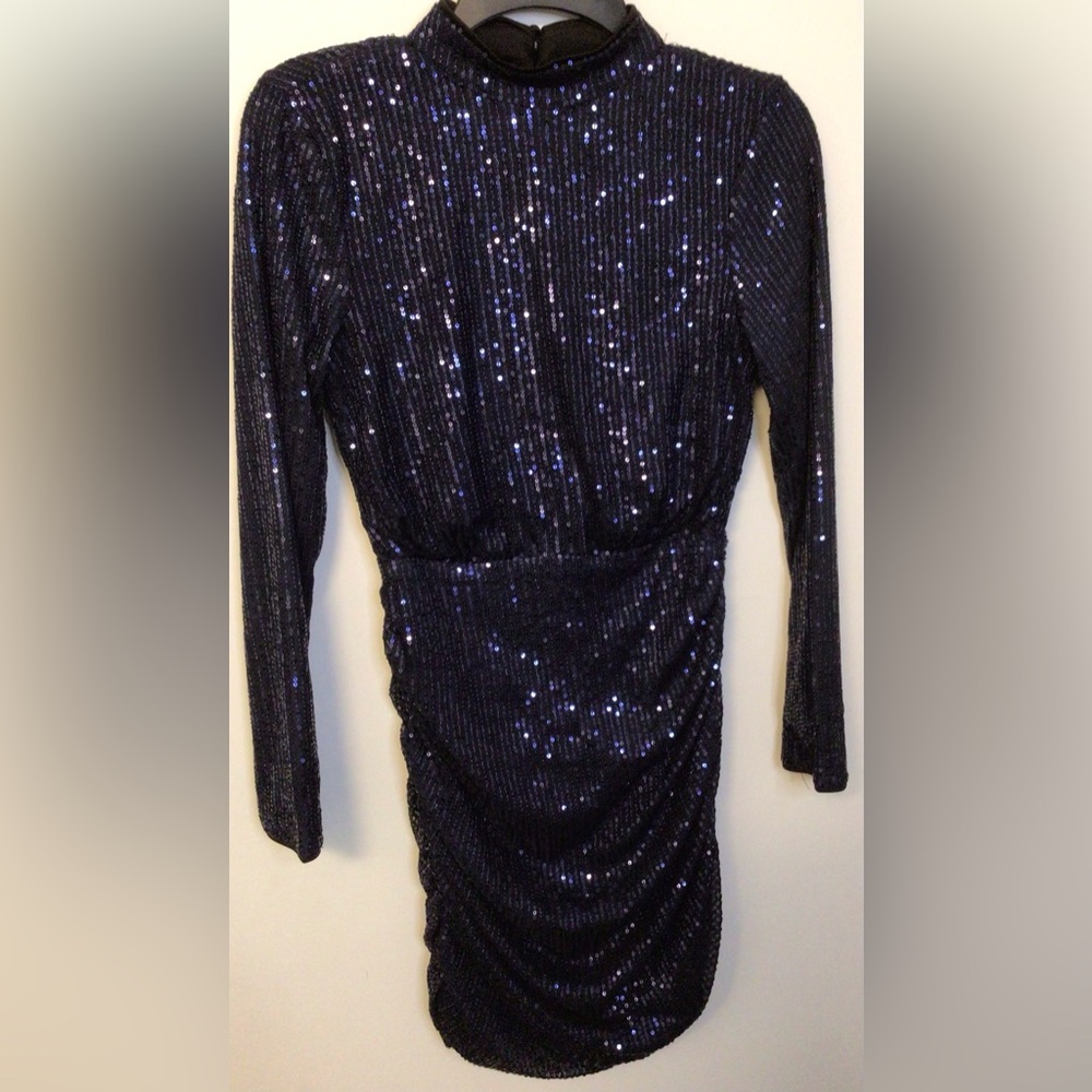 Eilly bazar navy sequin backless dress size XS